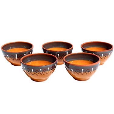 Imagem de Cactus Canyon Ceramics Conjunto de tigelas pequenas de salsa de terracota espanhola de 5 peças (tamanho europeu), Sevilha