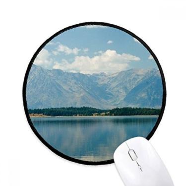 Imagem de DIYthinker Mountain River Forest Reflection Sky Cloud Mouse Pad Desktop Office Tapete redondo para computador