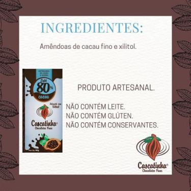Imagem de Chocolate Barra 80% Cacau 80G Zero Açúcar Adoçado Com Xilitol - Cascat