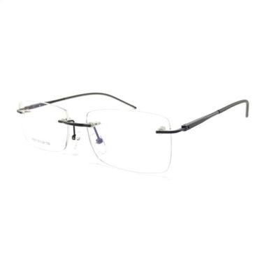 Imagem de Armação Oculos De Grau Sem Aro Flutuante Leve Retangular Preto C7 - Óc