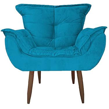 Imagem de Cadeira Decorativa Opala Quarto Sala Suede Turquesa
