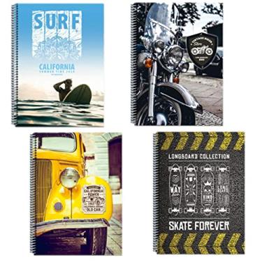 Imagem de Kit 6 Cadernos 1 Matéria 96 Folhas Aramado Espiral Estampa Masculina Ou Feminina (Estampa Masculina)