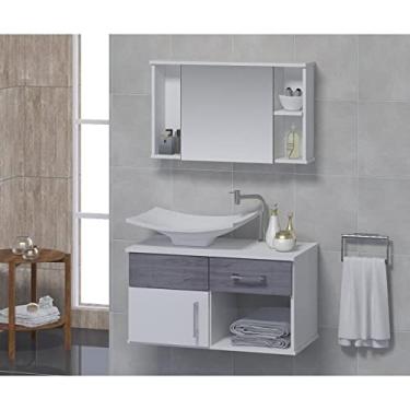 Imagem de Conjunto Gabinete Para Banheiro com Cuba e Espelheira New Stilo Contarini Cinza