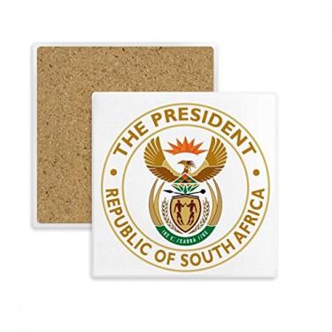 Imagem de Porta-copos quadrado com emblema da África do Sul da África do Sul, pedra isolante