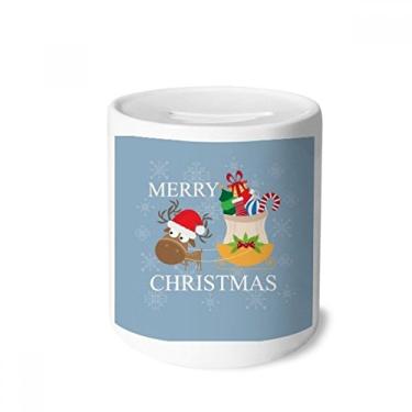 Imagem de DIYthinker Presente de alce de Natal Feliz Natal Caixa de dinheiro Caixa de cerâmica Porta-moedas Presente de cofrinho