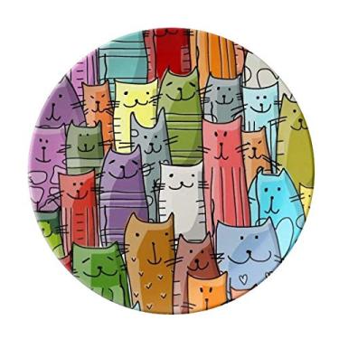 Imagem de Placa decorativa de porcelana para amantes de animais de estimação com desenho animado sorrindo para louças e jantar