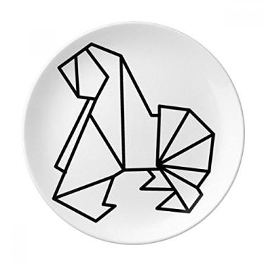 Imagem de Prato geométrico abstrato de cachorro origami decorativo de porcelana salver talheres, prato de jantar