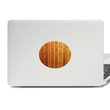 Imagem de Decalque para notebook com textura de papel de parede de piso de madeira laranja com emblema de vinil