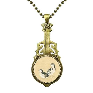 Imagem de DIYthinker Colar de pintinhos para alimentar com pintura chinesa antiga joia de guitarra