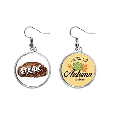 Imagem de Bife Food Gift Art Deco Presente Fashion Orelha Pendente Folha Outono Brinco Joia