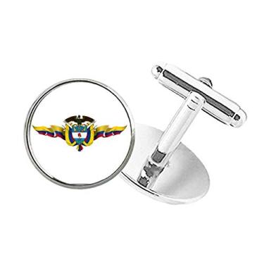 Imagem de DIYthinker Abotoaduras com clipe de botão redondo com emblema nacional da bandeira da Colômbia da América