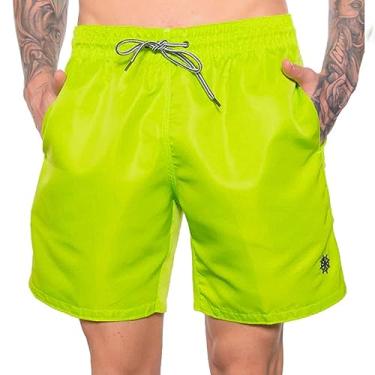 Imagem de Shorts Bermuda Masculina para academia Tactel com bolsos Cor:Verde Limão;Tamanho:M
