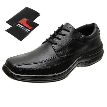 Imagem de Sapato Social Esporte Fino Ortopédico em Couro com Carteira Masculina Cor:Preto;Tamanho:46;Gênero:Masculino