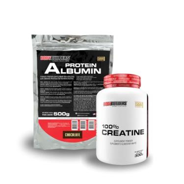 Imagem de Kit Albumin Protein 500g + 100% Creatina 500g - Bodybuilders (Chocolate)