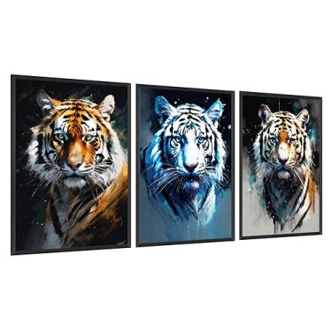 Imagem de Kit 3 Quadro Decorativo Sala Quarto Rugido Leão Tigre Onça Colorido Abstrato (Imagem 8)