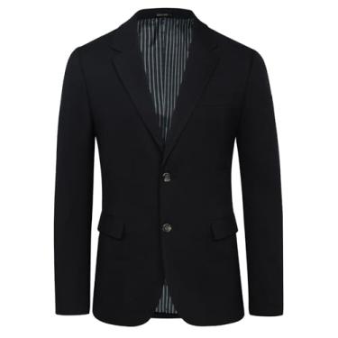 Imagem de GRACE KARIN Blazer casual masculino slim fit jaqueta esportiva leve com dois botões, Preto, XX-Large
