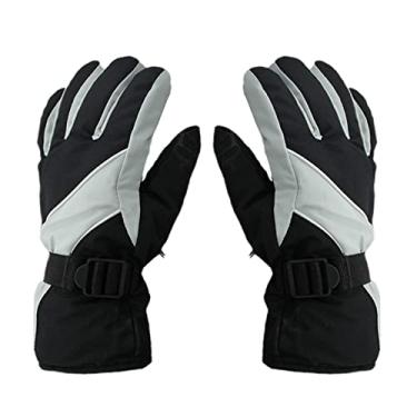 Imagem de FUUBAMB00 Luvas de esqui para desportos de inverno, ultraleves, impermeáveis, de algodão, quentes, para snowboard, para corridas de motociclos, impermeáveis, cinzento, palma 13 cm