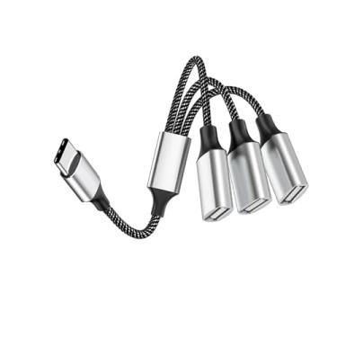 Imagem de Cabo USB C macho para 3USB fêmea Y, adaptador de carregador tipo C para 3USB, hub para laptop, tablet, telefone, unidade de disco flash, consoles de jogos