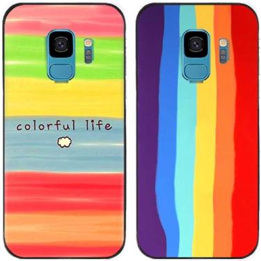 Imagem de 2 peças colorido vida arco-íris impresso TPU gel silicone capa de telefone traseira para Samsung Galaxy todas as séries (Galaxy S9)