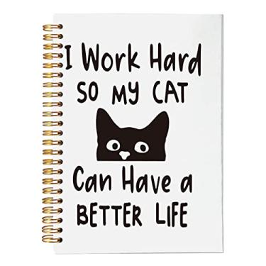 Imagem de VNWEK Caderno espiral de gato 14 x 21 cm, caderno espiral engraçado espiando, caderno espiral forrado com tema de gato, presentes para amantes de gatos, mães e donos de gatos