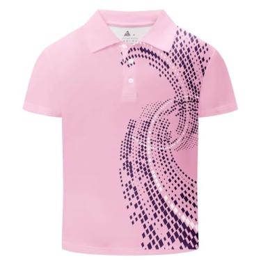 Imagem de SECOOD Camisa polo masculina manga curta piqué verão casual uniforme esportivo tops para 6-16 anos, 002 - rosa claro, G