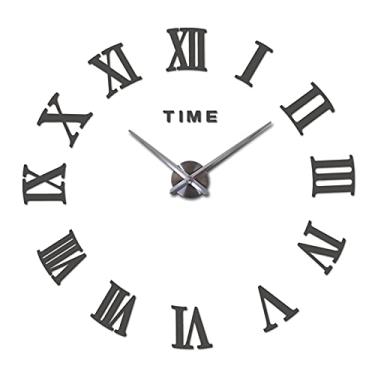 Imagem de Relógio de parede espelho acrílico 3D DIY relógio de quartzo relógios de natureza morta adesivos de sala de estar moderno relógio de parede para sala de estar (cor: ouro, tamanho: 119 cm) (cinza