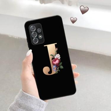 Imagem de Capa de telefone preta fosca macia para Samsung A52 A32 A72 A22 4G A52S A12 A42 5G 26 letras Capa inicial de flor, B10, para A42 5G