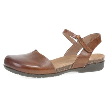 Imagem de Dansko Sandália feminina Rowan – Palmilha de espuma viscoelástica e cortiça para conforto e suporte do arco – Sola de borracha leve para uso duradouro – Calçado versátil casual a elegante, Cera