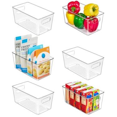 Imagem de Caixas Organizadoras de Despensa de Plástico Transparente da Vtopmart, 6 Caixas de Armazenamento de Alimentos com Alça para Geladeira, Geladeira, Armário, Cozinha, Bancadas, Armário, Organização e Armazenamento de Freezer, Sem BPA