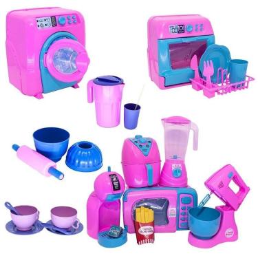 Imagem de Kit brinquedo cozinha jarra air fryer batedeira xícara 25pç