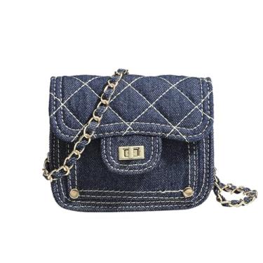 Imagem de Bolsa tiracolo feminina de tecido jeans, bolsa de ombro e bolsa de corrente para mulheres, a