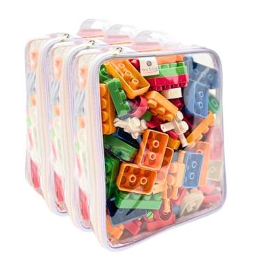 Imagem de Kit 3 Organizador Brinquedos Zíper Empilhável Bloco Montar