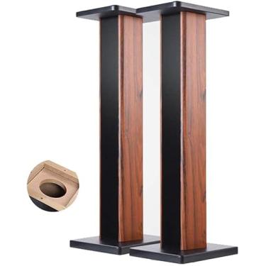 Imagem de Suportes de chão para alto-falantes autônomos universais - um par de caixa de estante tripé de madeira HIFI rack com enchimento de areia e absorção de choque com som forte suporte de chão, c