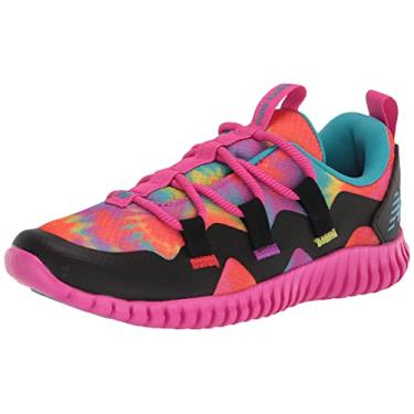 Imagem de New Balance Tênis infantil Playgruv V1 Bungee, Glo rosa/céu virtual/amarelo, 2 Infant