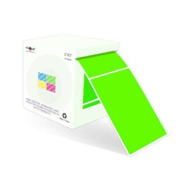 Imagem de PARLAIM Adesivos de bacalhau coloridos adesivos de 7,6 cm x 5 cm, 250 por caixa de dispensador de etiquetas quadradas (verde fluorescente)