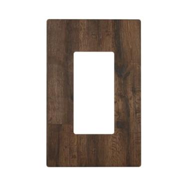 Imagem de Placas decorativas para interruptor de luz de grão de madeira marrom, capas de placa de interruptor basculante de plástico fofas placas de parede elétricas para decoração de casa