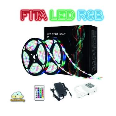 Imagem de 10 Metros Fita Led 3528 Rgb Rolo 600Led Controle Fonte - Golden Sky