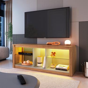 Imagem de Rack par TV até 55 Polegadas Leona com LED Mel e Arenas 136 cm
