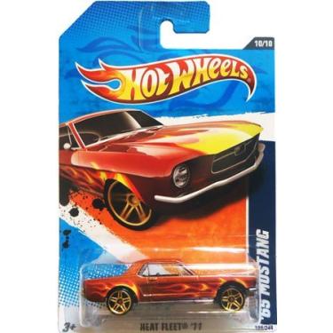 Imagem de Hot Wheels 2011 Heat Fleet 1965 Ford Mustang Copper Red with Flames and Opening Hood