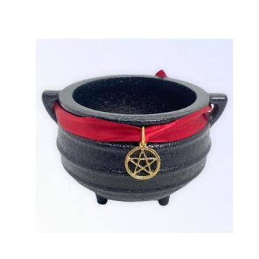 Imagem de Caldeirão Bruxa Tripé Ferro Fundido com Pentagrama 300ml - META ATACAD