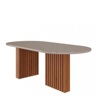 Imagem de Mesa de Jantar 210cm Oval Ester Cimol, Cinamomo/Off White