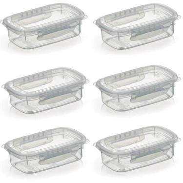 Imagem de Kit 6 Potes Alimentos 270 ML Com Tampa e Travas Transparente - Nitron