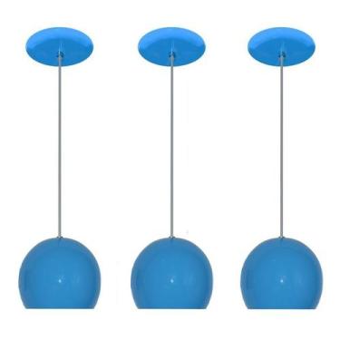 Imagem de Kit Com 03 Pendentes Colorido Para Balcão Cozinha Americana - Lustres 