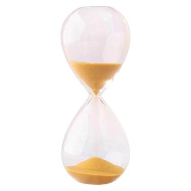 Imagem de Ampulheta Decorativa de Vidro Borosilicato 5 Minutos Prata Branco Dour