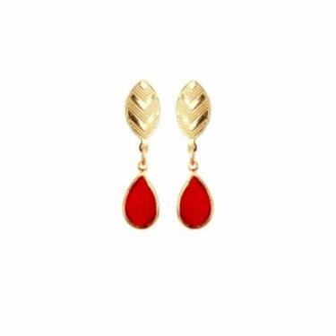 Imagem de Brinco Argolinha Base Gota Cristal Folheado Ouro 18k - MIXFOLHEADOS, V