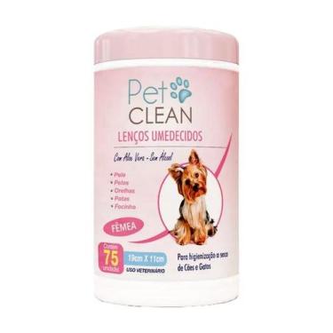 Imagem de Lenço Umedecido 75 Unid Pet Clean Cachorro Gato Cães Pet, Femea