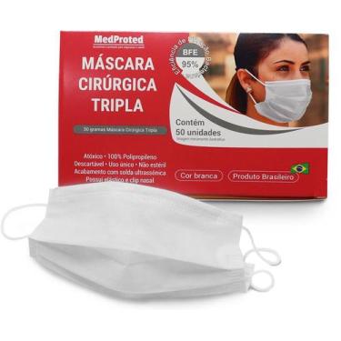 Imagem de Máscara Descartável Tripla Camada com Elástico e Clip Nasal - MEDPROTE