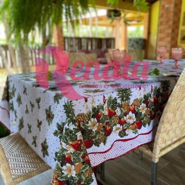 Imagem de Toalha de Mesa Natal Natalina 8 Lugares Gliter Víes Dourado - Casa di 