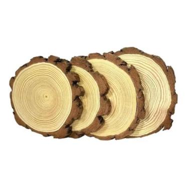 Imagem de 4 Bolachão De Madeira Pinus Importada Pequena Para Decoração - FLORA F