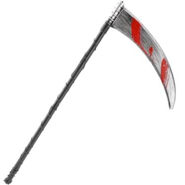 Imagem de Reaper Scythe Weapon - Grim Death Costume Prop, Bloody Halloween Accessory for Adult Kids (Silver Blade, Black Handle)